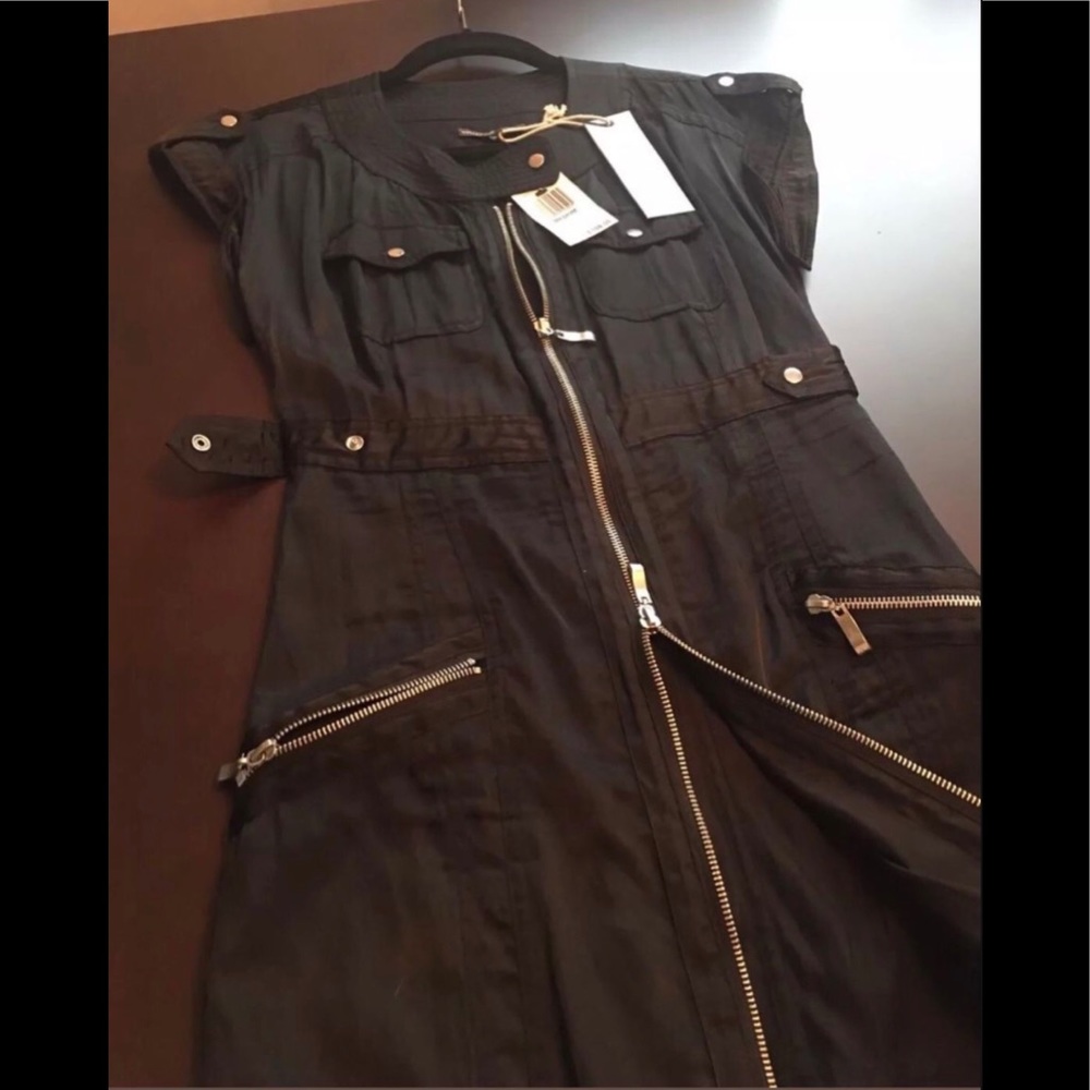 Vintage NWT Collective Clothing Black 2-Way Zip Dress Sz M - Picture 7 of 7